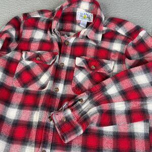 Alaska Wilderness Gear 1959 Flannel Shirt Mens Large Red Black Plaid Workwear